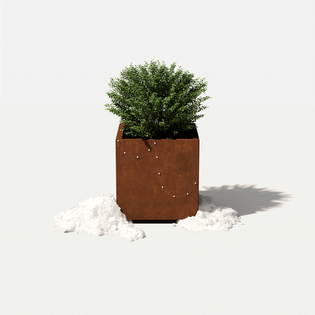 corten cube planter