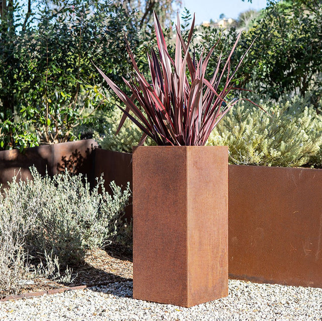 corten pedestal planter