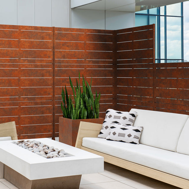 corten linear privacy screen sets