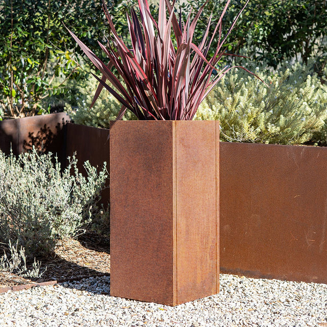corten pedestal planter