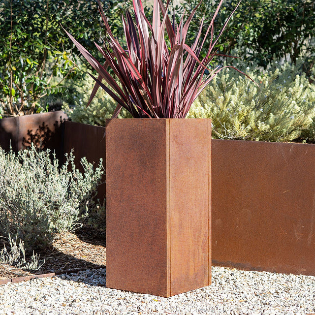 corten pedestal planter