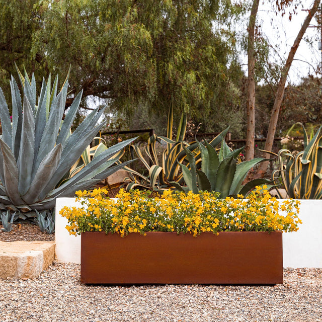 corten long box planter