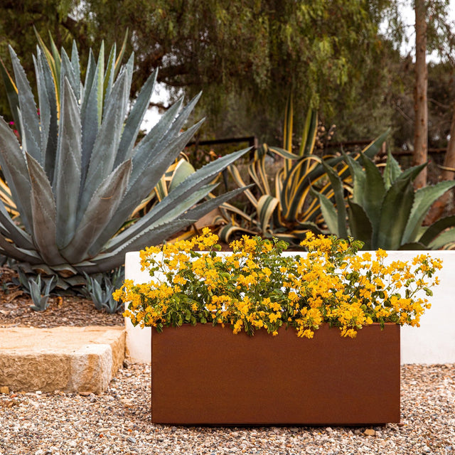 corten long box planter