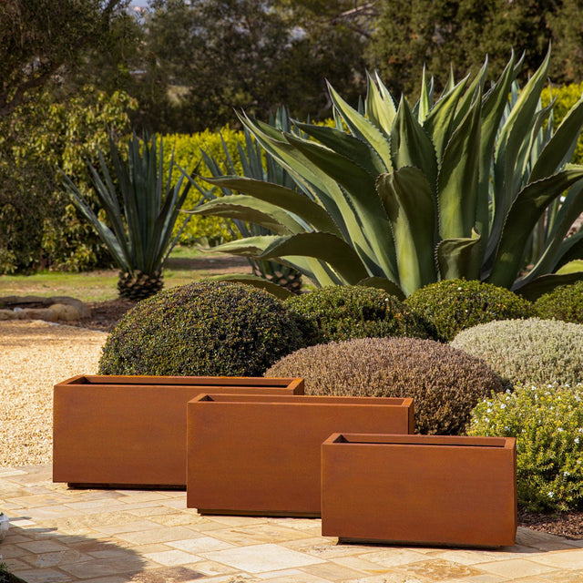 corten long box planter