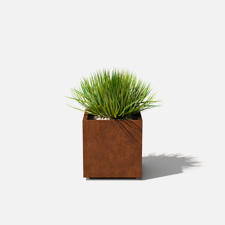 corten cube planter