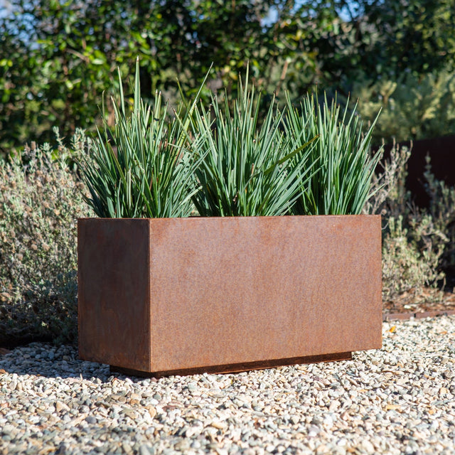 corten long box planter