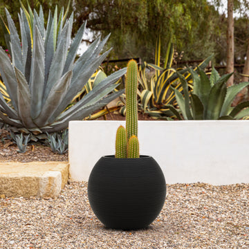 plastic sphere planter Veradek Strata Series Sphere Plastic-Stone Round Planter