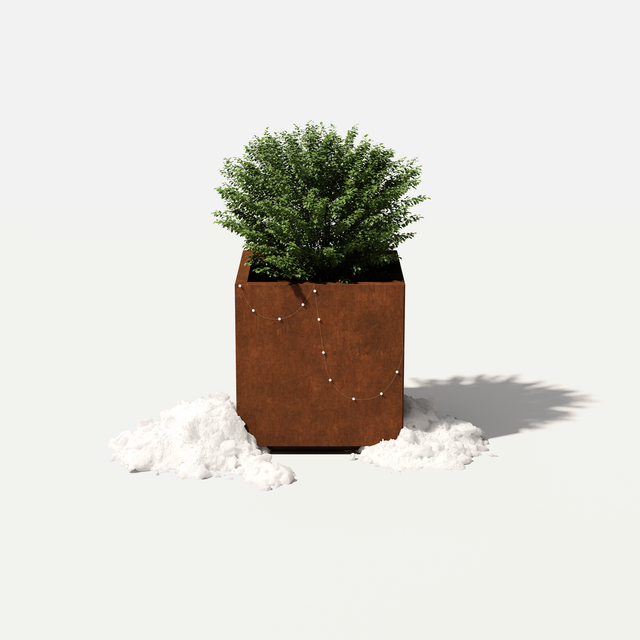 corten cube planter