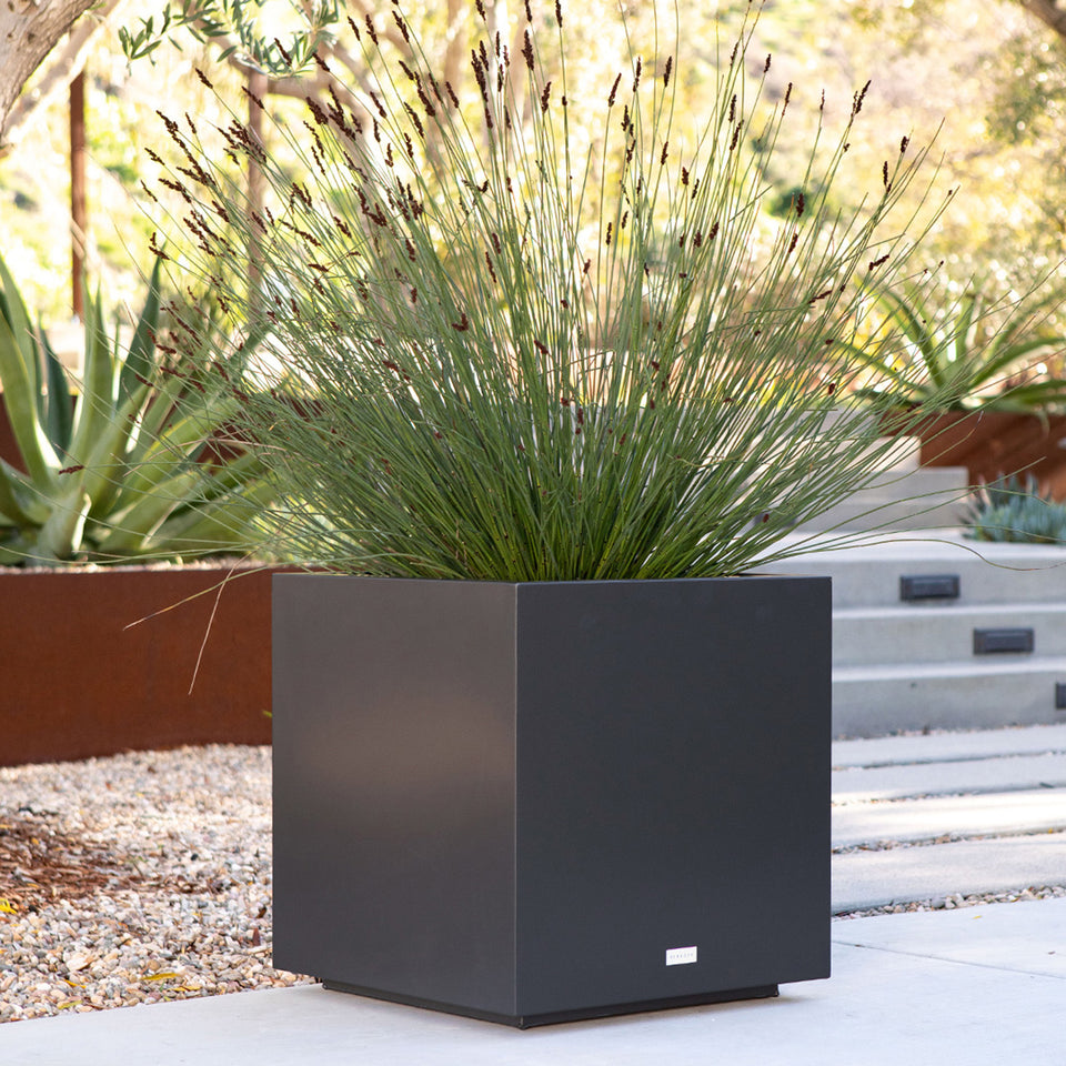 metallic cube planter