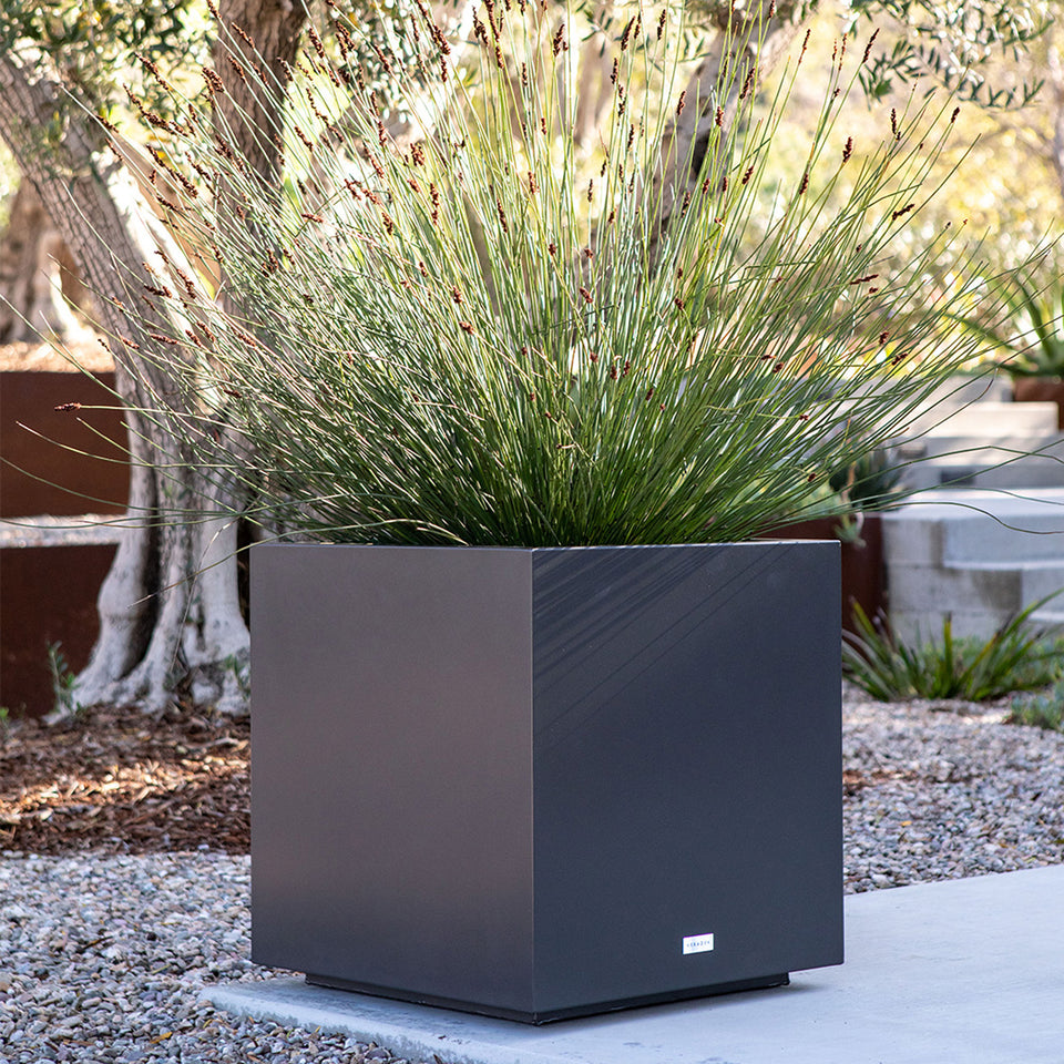 metallic cube planter