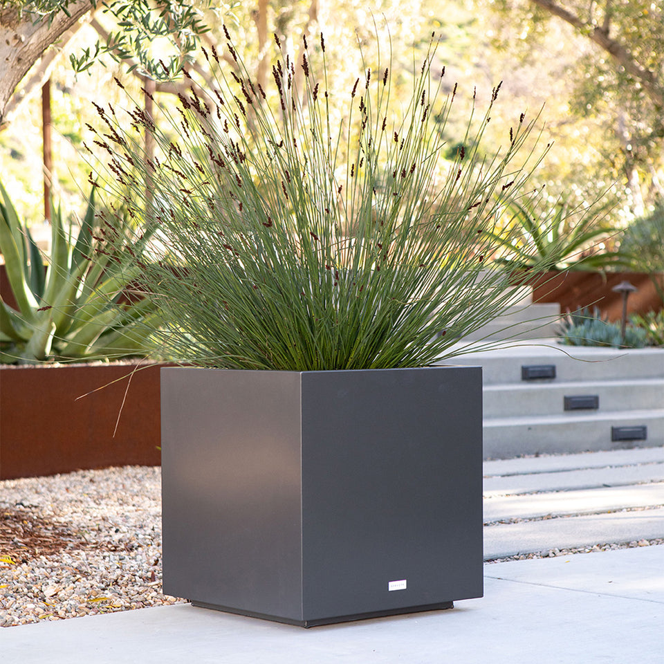 metallic cube planter