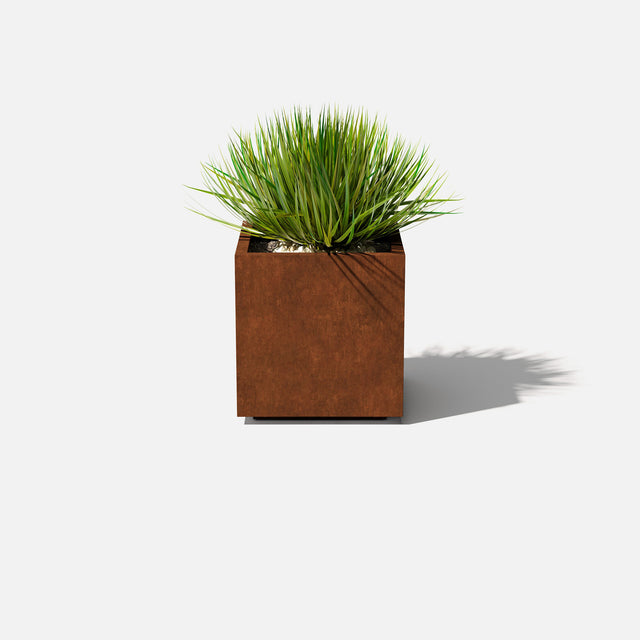 corten cube planter