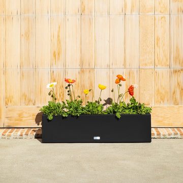 plastic trough planter boxes Metallic Series Window Box Planter 36 Inch / White