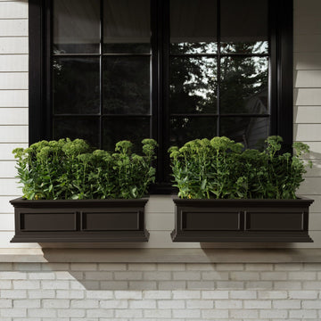 indoor window planter boxes Veradek Brixton Railing Window Box 36" Plastic Planter 2-Pack Black