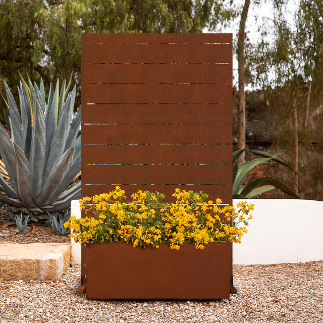 corten long box planter