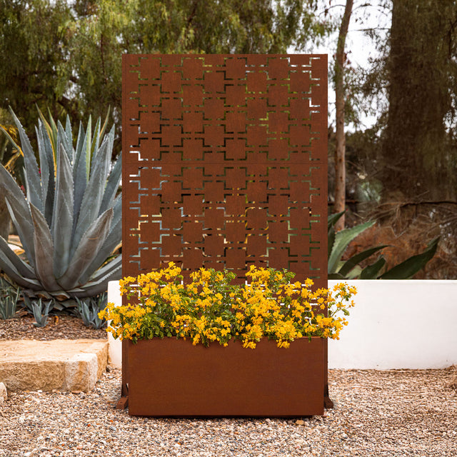 corten long box planter