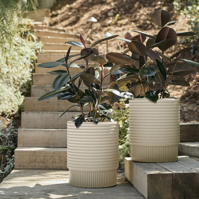 medium plant pots indoor Veradek Mod Series Plastic-Stone Planter - 17 inch - 2 pack