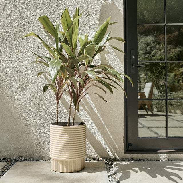 medium plant pots outdoor Veradek Mod Series Plastic-Stone Planter - 17 inch - 2 pack