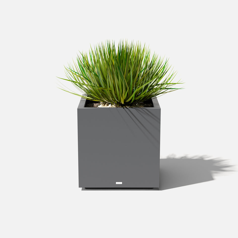 metallic cube planter