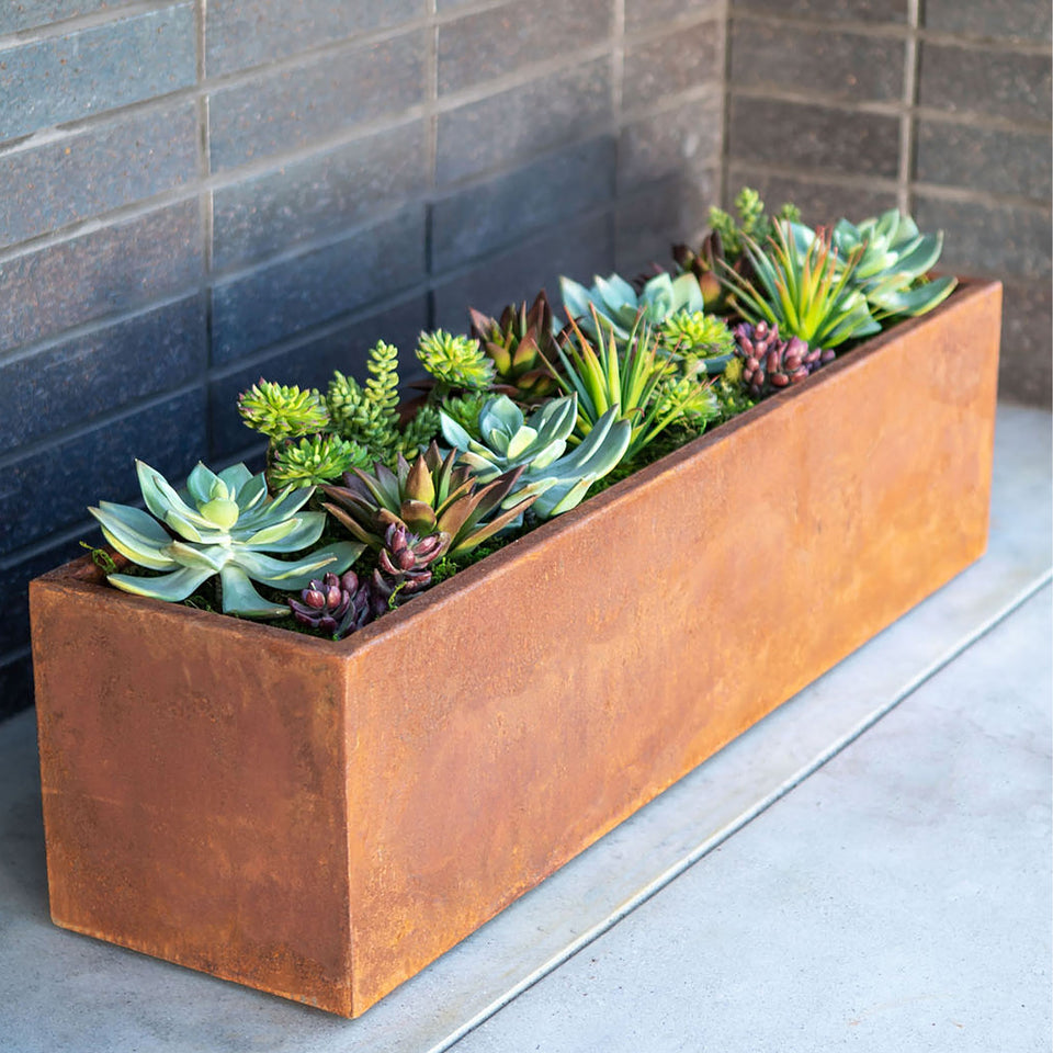 corten window box planter