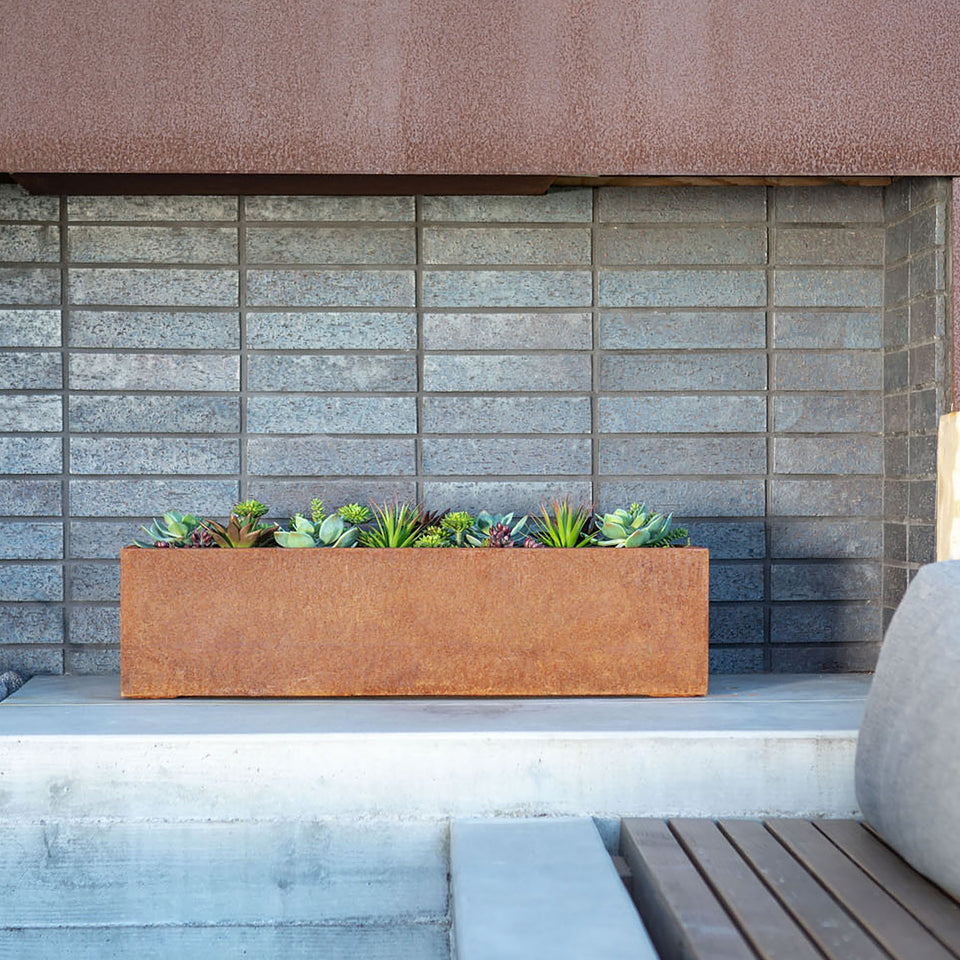 corten window box planter