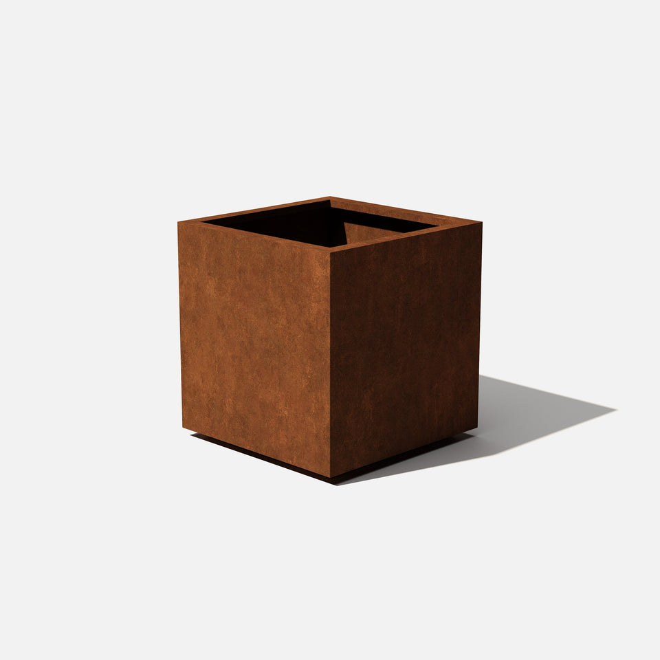 corten cube planter