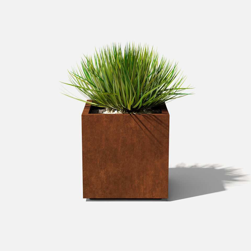 corten cube planter