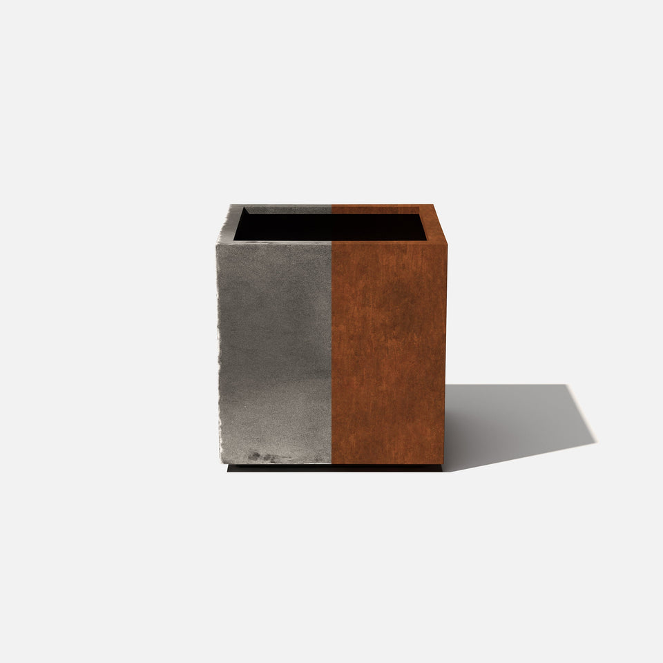 corten cube planter