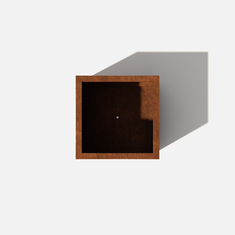 corten cube planter