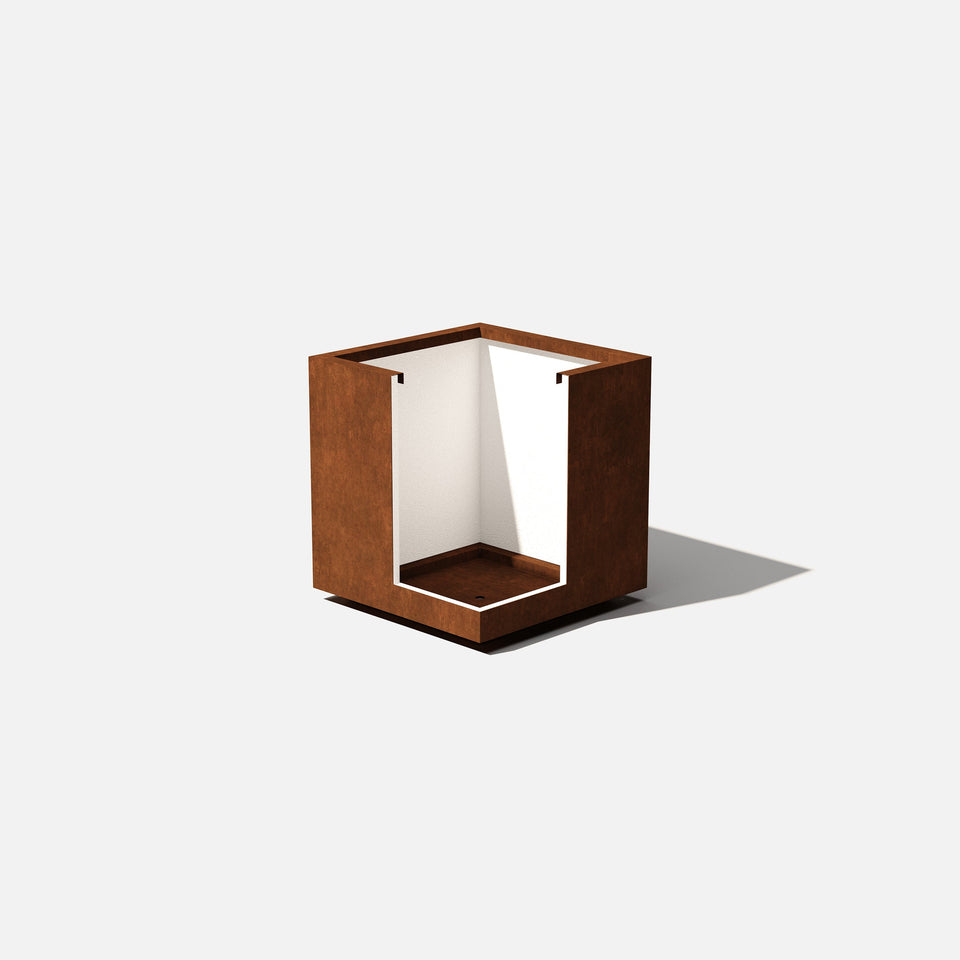 corten cube planter