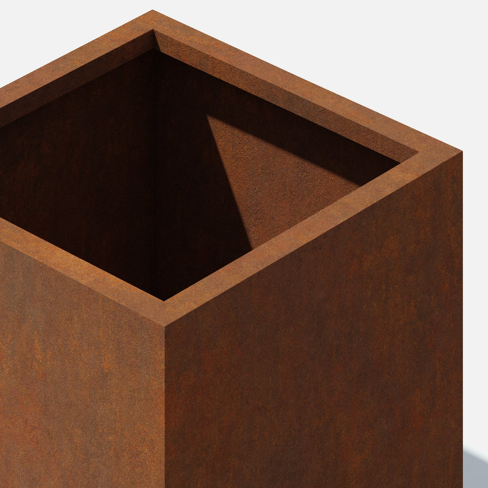 corten cube planter