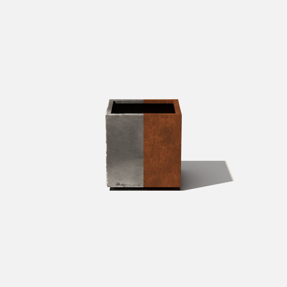 corten cube planter