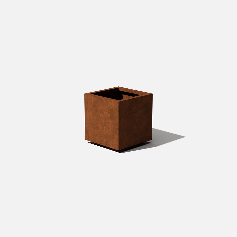 corten cube planter