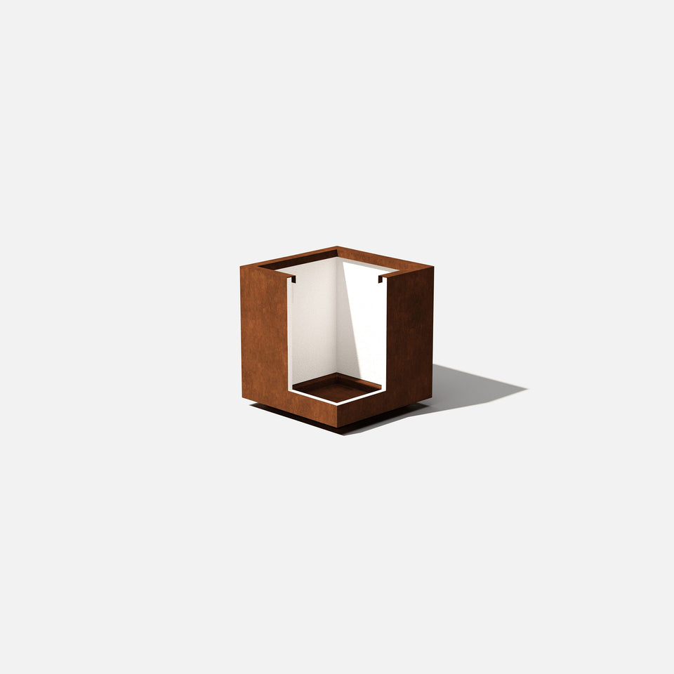 corten cube planter