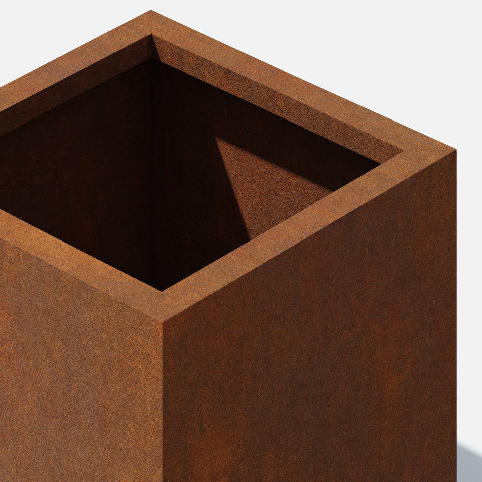 corten cube planter