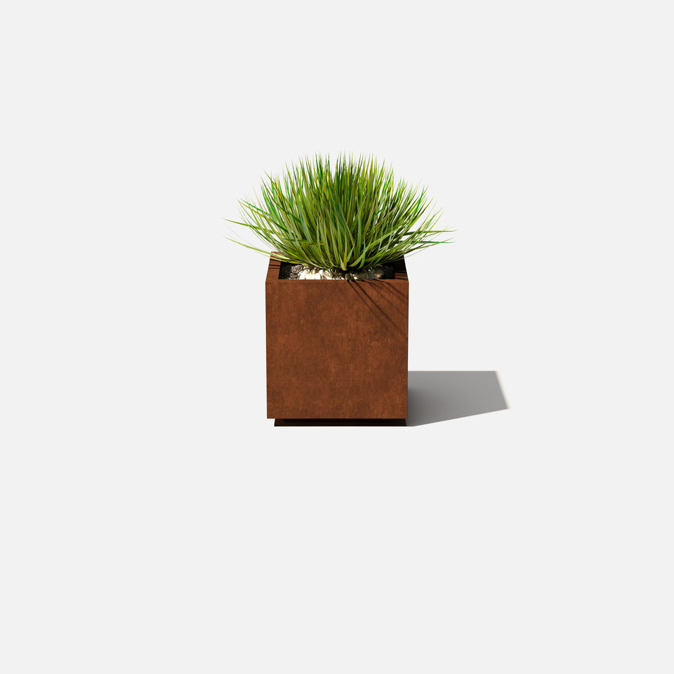 corten cube planter