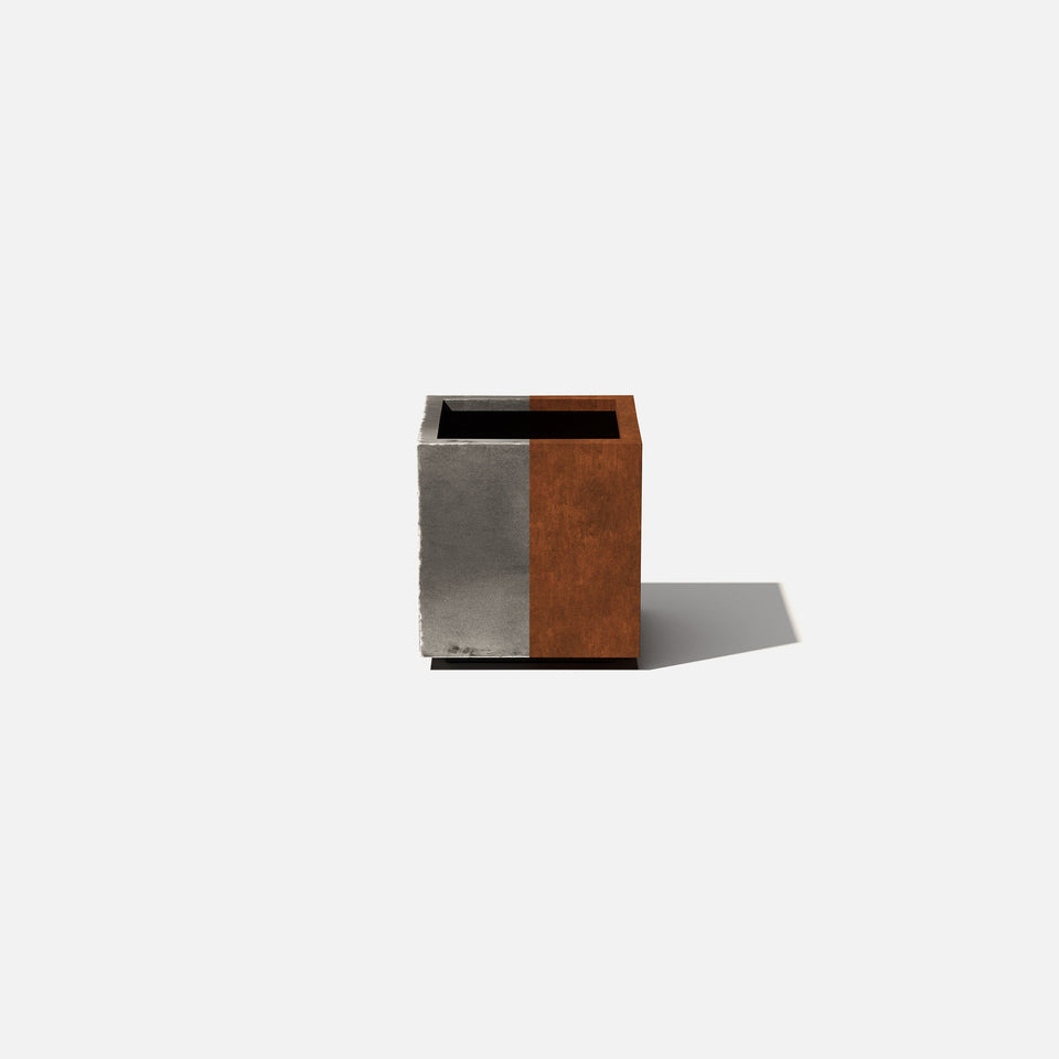 corten cube planter