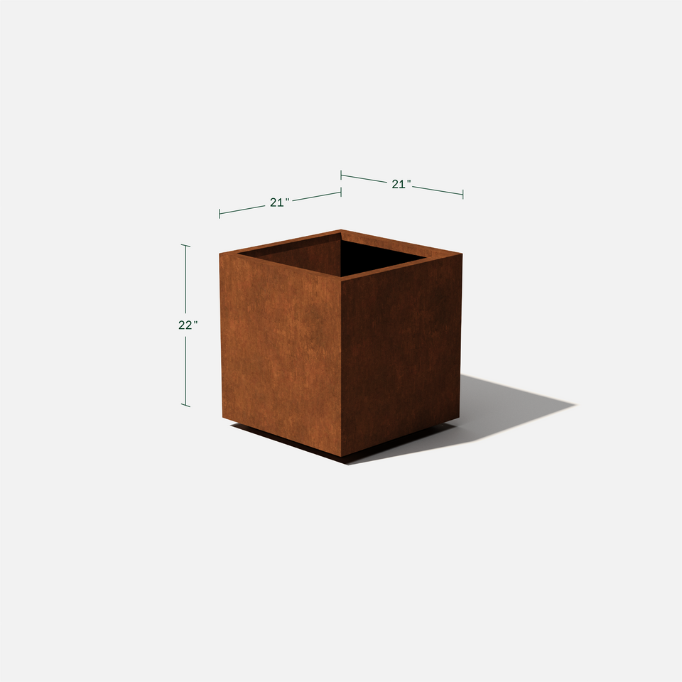 corten cube planter