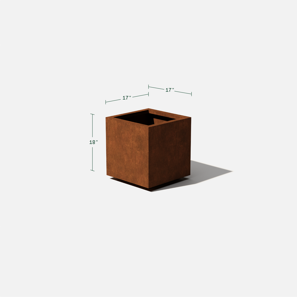 corten cube planter