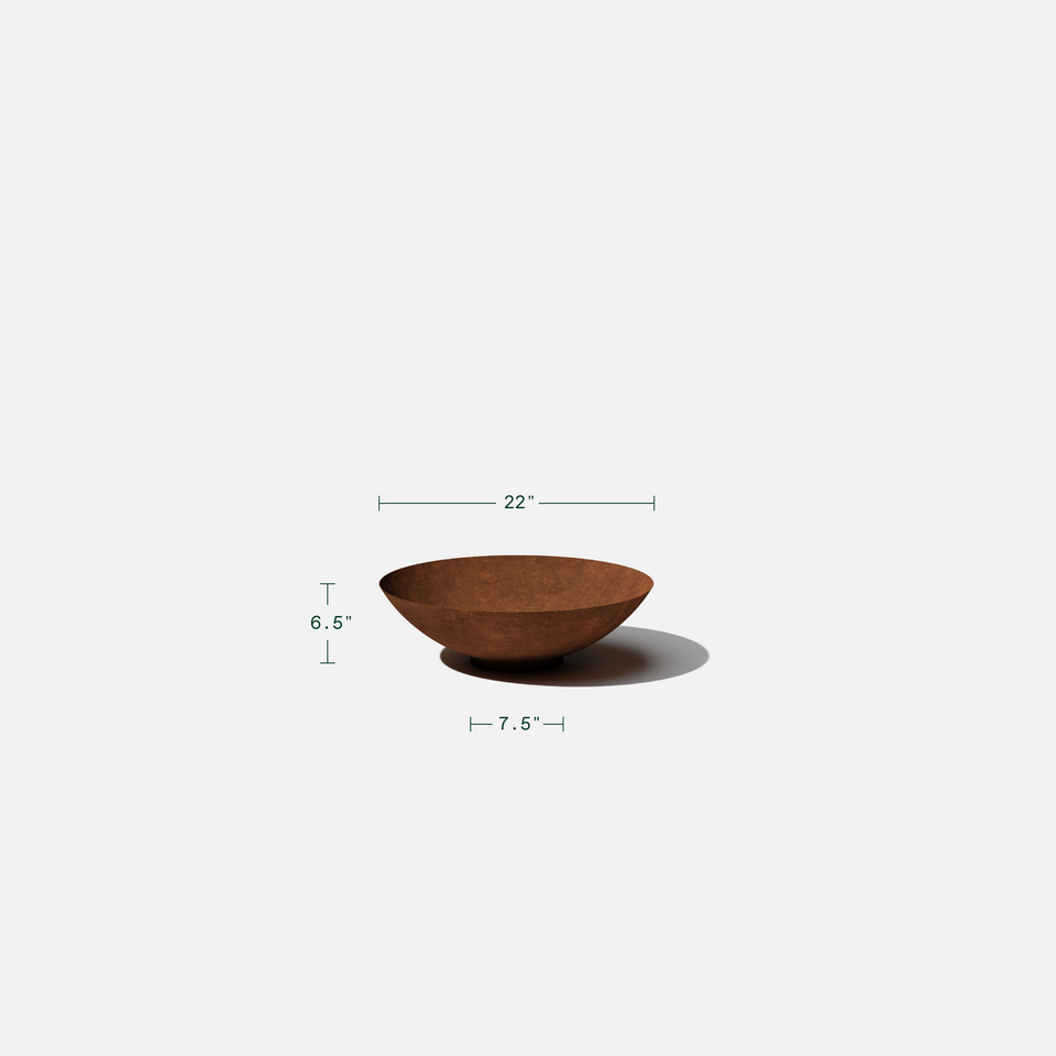 corten round bowl planter