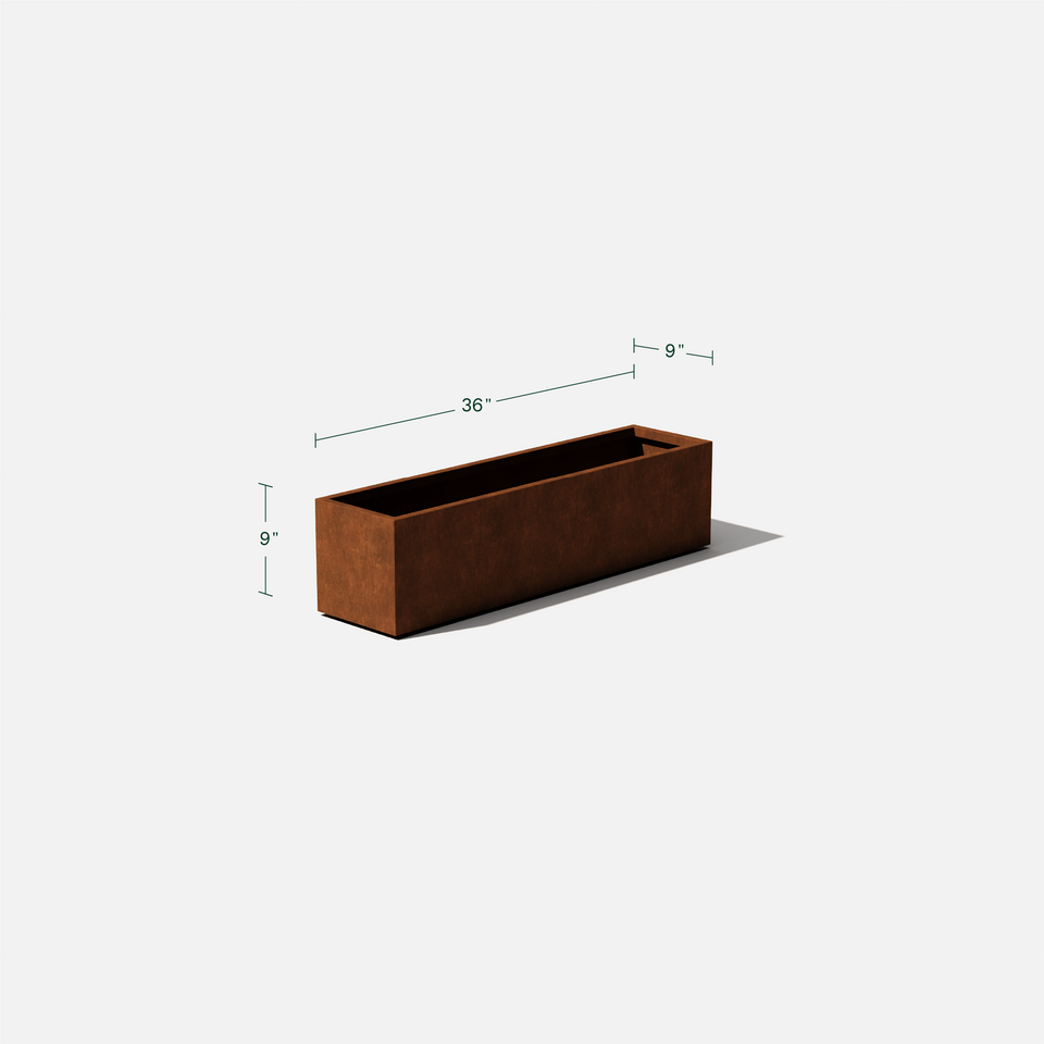 corten window box planter