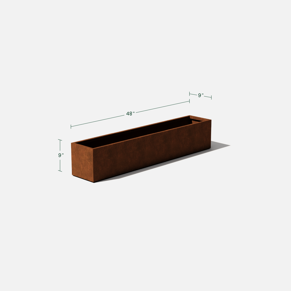 corten window box planter