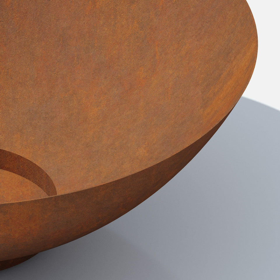 corten round bowl planter