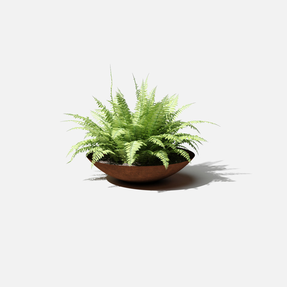 corten round bowl planter