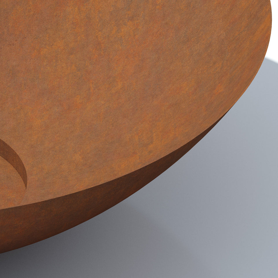 corten round bowl planter