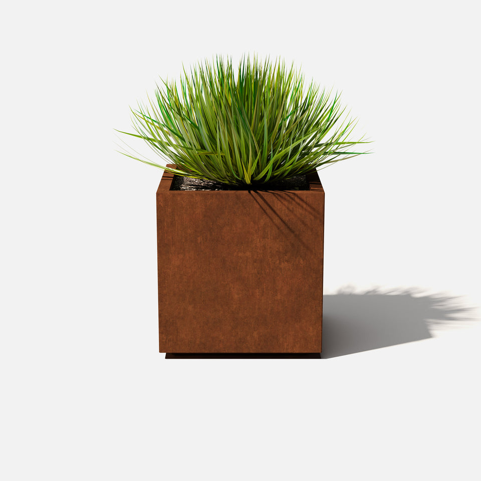 corten cube planter