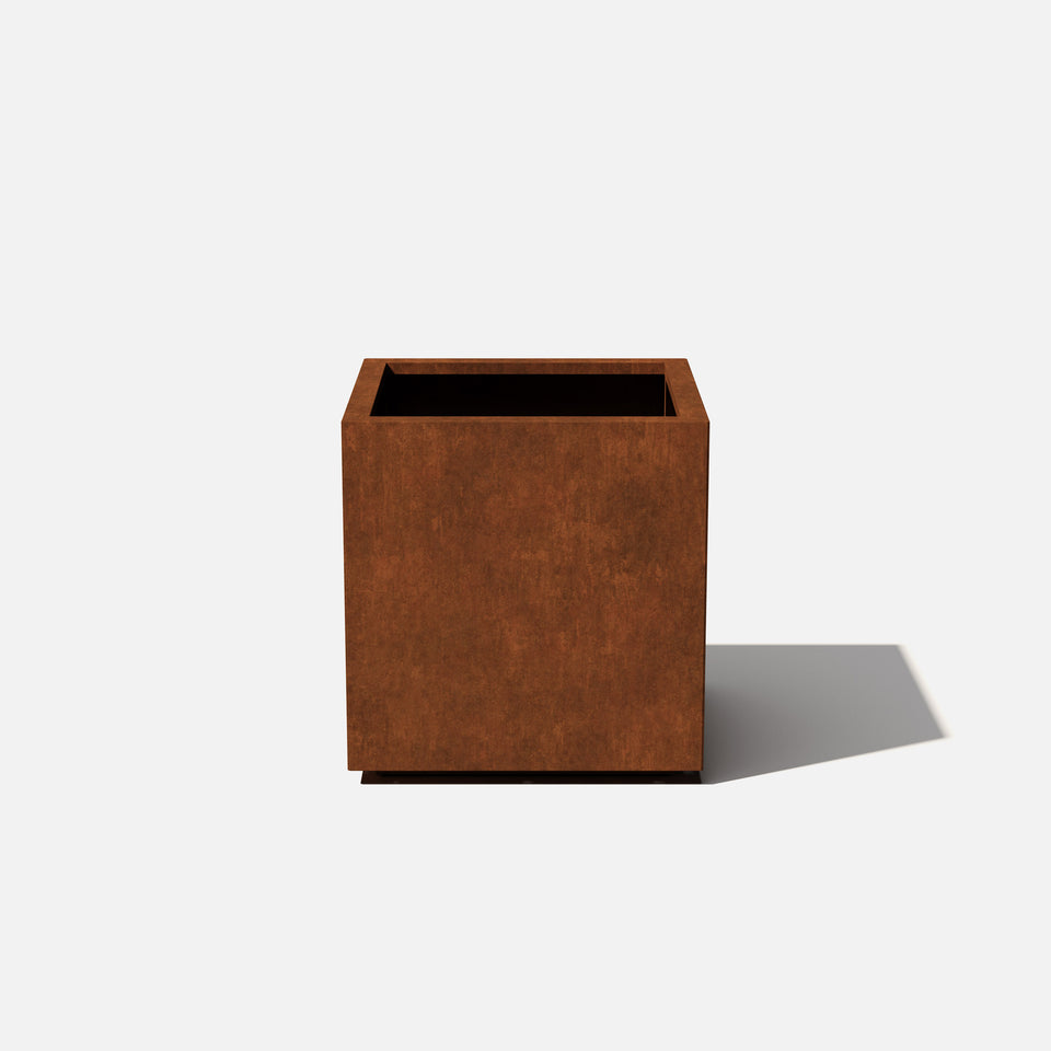 corten cube planter