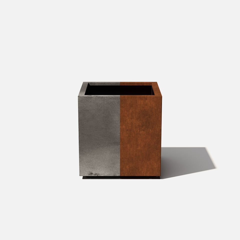 corten cube planter