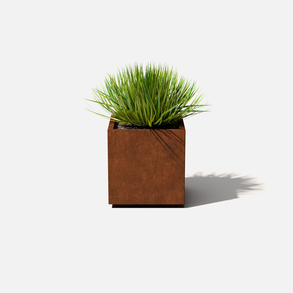 corten cube planter