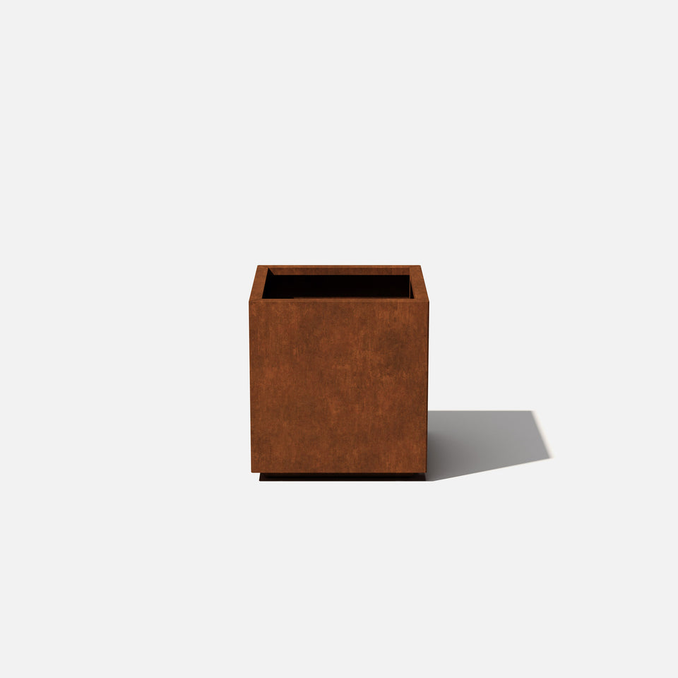 corten cube planter